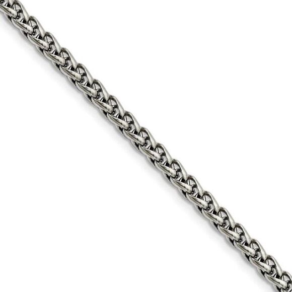 Men's 5mm Stainless Steel Wheat Chain Necklace, 24 Inch - Picture 1 of 5